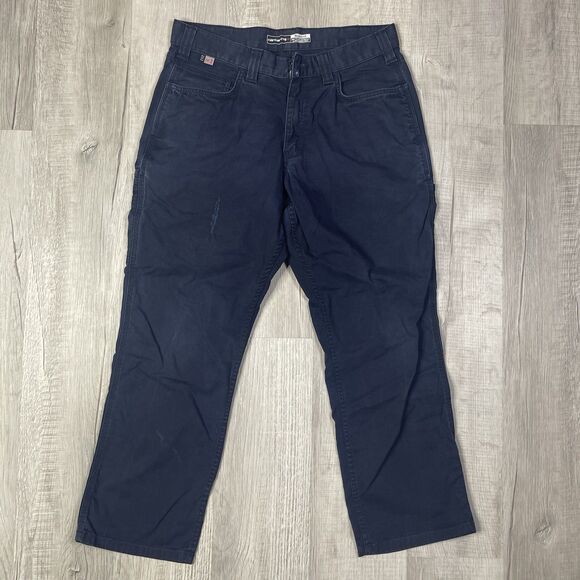 READ Carhartt FR Cat2 36x30 Men Flame Resistant Navy Relaxed Pants BN2517-FRM Q - Picture 3 of 15